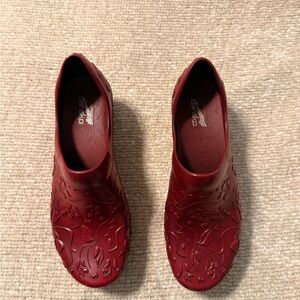 Dansko Red Embossed Clogs